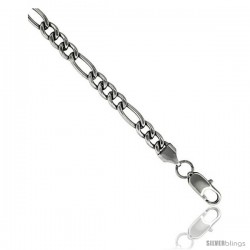 Stainless Steel Figaro Chain Necklace 7 mm (1/4 in) wide