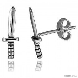 Tiny Sterling Silver Knife Stud Earrings 9/16 in -Style Es285