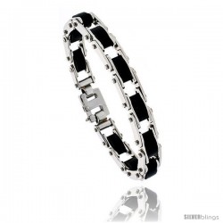 Stainless Steel & Rubber Bracelet, 1/2 in wide, 8 in long