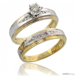 10k Yellow Gold Ladies' 2-Piece Diamond Engagement Wedding Ring Set, 3/16 in wide -Style 10y113e2