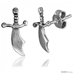 Tiny Sterling Silver Knife Stud Earrings 9/16 in -Style Es284