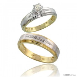 10k Yellow Gold 2-Piece Diamond wedding Engagement Ring Set for Him & Her, 5mm & 6mm wide -Style 10y113em