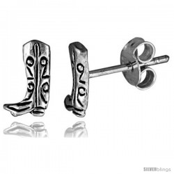 Tiny Sterling Silver Boot Stud Earrings 5/16 in -Style Es288