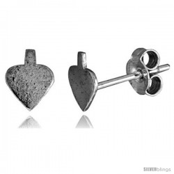 Tiny Sterling Silver Spade Stud Earrings 5/16 in