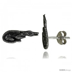 Tiny Sterling Silver Crocodile Stud Earrings