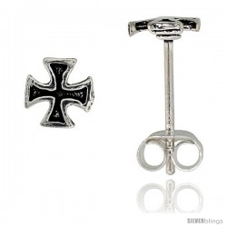 Tiny Sterling Silver Cross Stud Earrings 5/16 in -Style Es291