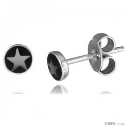 Tiny Sterling Silver Star Stud Earrings 3/16 in