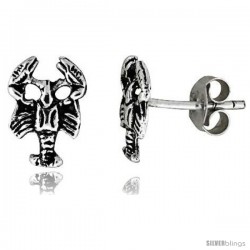 Tiny Sterling Silver Scorpion Stud Earrings 3/8 in