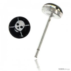 Tiny Sterling Silver Skull Stud earrings 3/16 in -Style Es310