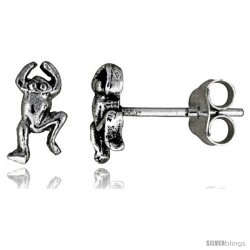 Tiny Sterling Silver Frog Stud Earrings 5/16 in -Style Es35