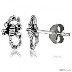 Tiny Sterling Silver Scorpion Stud Earrings 3/8 in -Style Es4