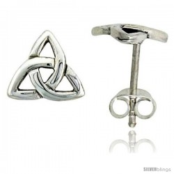 Sterling Silver Triquetra Celtic Trinity Knot Stud Earrings, 1/4 in
