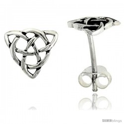 Sterling Silver Triquetra interlaced w/ Circle Celtic Knot Stud Earrings, 1/4 in