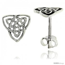 Sterling Silver Triquetra Celtic Trinity Knot Stud Earrings, 1/2 in