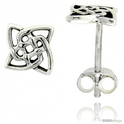 Sterling Silver Quaternary Celtic Knot Stud Earrings, 1/4 in