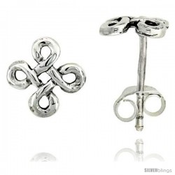Sterling Silver Quaternary Celtic Knots Stud Earrings, 1/4 in