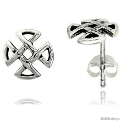Sterling Silver Quaternary Celtic Knot Stud Earrings, 1/4 in -Style Es409