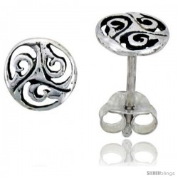 Sterling Silver Triskelion Celtic Symbol Stud Earrings, 1/4 in