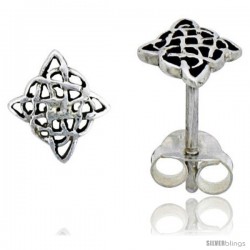 Sterling Silver Diamond-shaped Celtic Knot Stud Earrings, 1/4 in