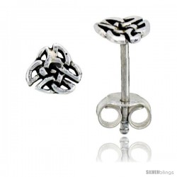 Sterling Silver Diamond-shaped Celtic Knot Stud Earrings, 1/4 in -Style Es417