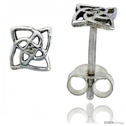 Sterling Silver Diamond-shaped Celtic Knot Stud Earrings, 1/4 in -Style Es418