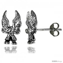 Tiny Sterling Silver Eagle Stud Earrings 9/16 in