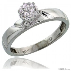 10k White Gold Diamond Engagement Ring 0.05 cttw Brilliant Cut, 5/32 in wide -Style 10w012er