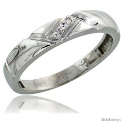 10k White Gold Ladies Diamond Wedding Band Ring 0.02 cttw Brilliant Cut, 5/32 in wide -Style 10w012lb