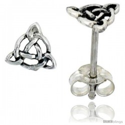 Sterling Silver Triquetra Celtic Knot Stud Earrings, 1/4 in