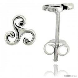 Sterling Silver Triskelion Celtic Symbol Stud Earrings, 1/4 in -Style Es422