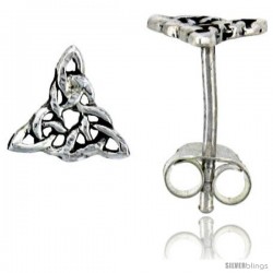Sterling Silver Triquetra Celtic Knot Stud Earrings, 1/4 in -Style Es428
