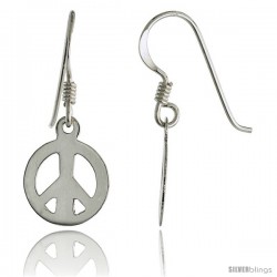 Sterling Silver Peace Sign Dangle Earrings 7/16 in wide