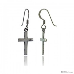 Sterling Silver Cross Dangle Earrings, 3/4 intall