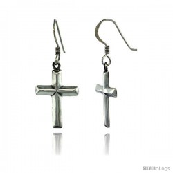 Sterling Silver Cross Dangle Earrings, 7/8 intall