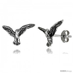 Tiny Sterling Silver Eagle Stud Earrings 9/16 in -Style Es44