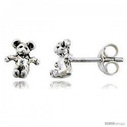 Tiny Sterling Silver Bear Stud Earrings 5/16 in -Style Es46