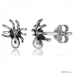 Tiny Sterling Silver Spider Stud Earrings 5/16 in -Style Es5