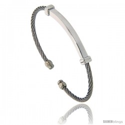 Stainless Steel Thin Cable Golf Cuff ID Bracelet, 7 in