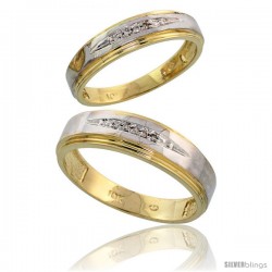 10k Yellow Gold Diamond 2 Piece Wedding Ring Set His 6mm & Hers 5mm -Style 10y113w2