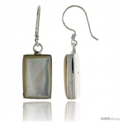 Sterling Silver Rectangular Mother of Pearl Inlay Earrings, 5/8" (16 mm) tall