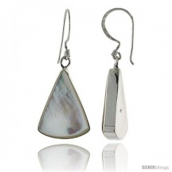 Sterling Silver Triangular Mother of Pearl Inlay Earrings, 7/8" (22 mm) tall