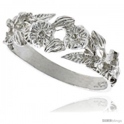 Sterling Silver Floral Ring Polished finish 1/4 in wide