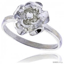 Sterling Silver Floral Ring Polished finish 3/8 in wide