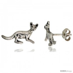 Tiny Sterling Silver Kangaroo Stud Earrings 1/2 in