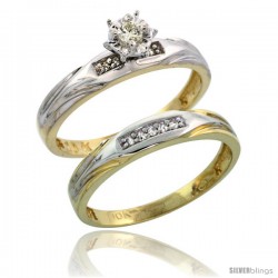 10k Yellow Gold Ladies' 2-Piece Diamond Engagement Wedding Ring Set, 1/8 in wide -Style 10y114e2