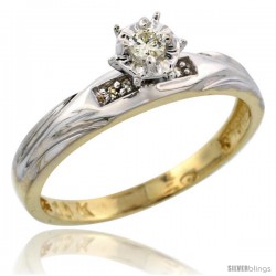 10k Yellow Gold Diamond Engagement Ring, 1/8inch wide