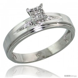 10k White Gold Diamond Engagement Ring 0.06 cttw Brilliant Cut, 3/16 in wide -Style 10w013er