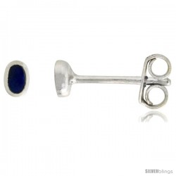 Sterling Silver Tiny Natural Blue Lapis Stud Earrings Nose Studs, 1/8 in