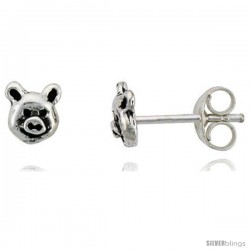 Tiny Sterling Silver Pig Stud Earrings 5/16 in