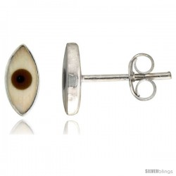Sterling Silver Brown Eye Stud Earrings, 1/8 in